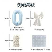 5pcs 40-Inch Blue Digital Balloon Decorations, Featuring A Bowed White Veil And A White Balloon For Decoration. Suitable For Placement At Birthday Party Gatherings, Setup For Family Gatherings And Parties, And Decoration For Various Outdoor Holiday Celebrations - Blue - View 17