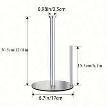1pc Stainless Steel Kitchen Paper Towel Holder With Weighted Base - Heavy Duty Countertop Organizer, Space-Saving Design, Fits Paper Towels, Toilet Paper, Kitchen Roll Holder, Wall-Mounted Storage, Modern Kitchen Accessory, Durable Kitchen Supplies, Wall-Mounted Dispenser - Multicolor - View 5