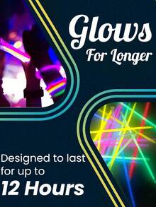 1pc Colorful 8-Inch Party Lighting Items And Decorations Can Emit Light Continuously For 10 To 12 Hours In The Dark. They Can Be Used To Make Bracelets, Necklaces, Etc. They Are Suitable For Parties, Gatherings, Bars, Birthdays, Festivals, Nightclubs, Neon Party Supplies, Party Lighting Supplies, Wedding Party Supplies, Christmas Party Supplies, Christmas Decoration Supplies, Birthday Gifts, And New Year Gifts. - Multicolor - View 2