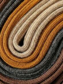 3 Pairs Women's Solid Color Vertical Striped Simple JK Style Over The Calf Socks, Cozy Socks