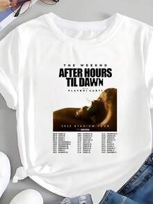 The Weeknds Fashion Print T-shirt The Weeknds Top Neutral Trendss Harajuku Short Sleeve Unisex Shirt Graphic Oversized T-shirt - Blanco - Ver 1