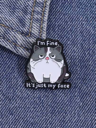 1pc Funny Cat Enamel Pins Cartoon Animals Quote Pin Badge On Backpack Costume Accessories Fashion Jewelry Gift