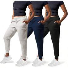 Common 3 Pack Sweatpants Women - Womens Sweatpants With Pockets, Fleece Womens Joggers, Yoga Pants (Available In Plus) - 黑色 / 海軍藍 / 淺灰色 - 查看 1