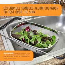 Kitchen SinksU.S. Kitchen Supply - Premium Quality Over The Sink Stainless Steel Oval Colander with Fine Mesh 6 Quart Strainer Basket and Expandable Rubber Grip Handles - Strain Drain Rinse Fruits Vegetables by U.S. Kitchen SupplyKitchen Sinks - Acero inoxidable - Ver 5