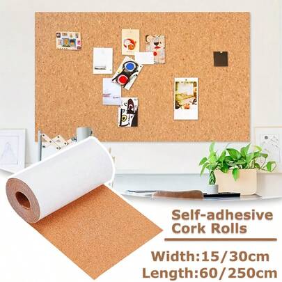 1 Roll Self-Adhesive Cork Roll With Thick Backing - Durable Cork Mat For Walls, Furniture, And Drawer Liners, DIY Crafts, Bulletin Boards, Soundproof Panels - Easy To Cut To Size, Scratch And Dust Protection, Furniture Protection | Multi-Purpose Adhesive | Durable Adhesive For Wall Cork Boards