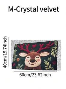 1 Peça Tapete de Banheiro de Microfibra com Desenho de Cervo de Natal - Seca Rapidamente e Absorve Bem a Água, com um Padrão Festivo de Bagas Vermelhas e Folhas Verdes. Perfeito para Decoração de Cozinha e Banheiro. Lavável em Máquina. Decoração de Banheiro de Natal.