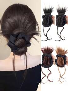 合成假发爪夹式发片直发发髻马尾接发，适合女性日常佩戴和聚会场合