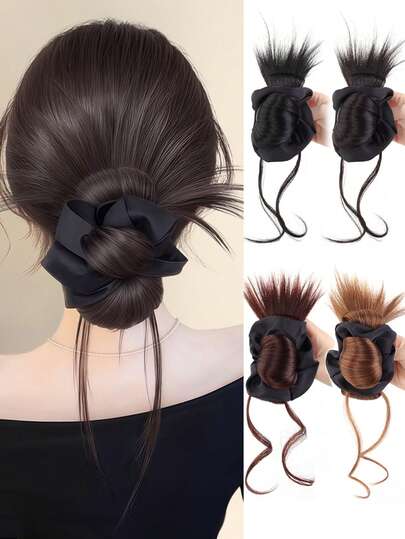 合成假发爪夹式发片直发发髻马尾接发，适合女性日常佩戴和聚会场合