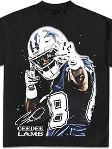 Primetime Football Graphic T-Shirts _ Premium Quality Heavyweight Football Shirts For Adults & Kids_3 - Black - View 1