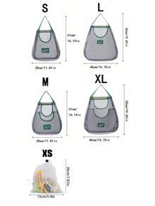 1 件大容量双层悬挂式网状储物袋，可重复使用的袋子，坚固的水果蔬菜袋，可清洗的壁挂式水果篮，适用于大蒜土豆洋葱或食品储藏室，适合在厨房使用，厨房储物用品 - 墨綠色 - 查看 4