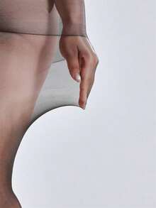 Plus Size Women's Shiny Silk Stockings, Black And Skin Tone, Extra Large - 黑色 - 查看 4