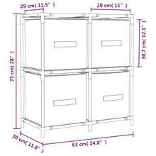 vidaXL 4-Korb Kommode Aus Stahl Und Stoff, Creme, 63*30*71 Cm - White - View 7