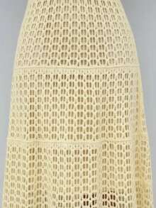 Lace Flared Dress, Beachwear, Elegant Style. - Yellow - View 3