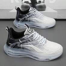 男士时尚透气轻便休闲运动鞋，网眼渐变百搭时尚运动鞋，跑步和散步 - 灰色 - 查看 1