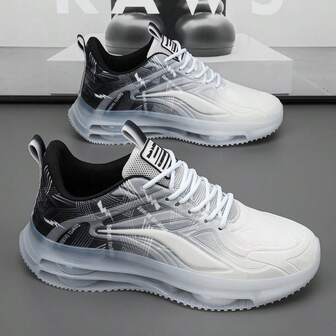 Zapatos deportivos casuales ligeros y transpirables para hombres, zapatillas de correr y caminar versátiles y de con malla degradada