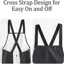 1 قطعة مريلة قطنية كتانية بأربطة عريضة وجيوب، بتصميم بنطلون مناسبة للمطبخ والحديقة والطهي - متعدد الألوان - مشاهدة 11