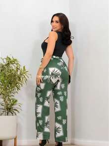 Duna Fabric Wide-Leg Pants - verde tropical - Ver 2