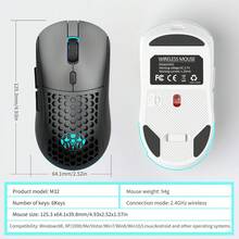 HXSJ T20 2.4G Wireless Mouse, 6 Buttons, Ergonomic Design With RGB Lighting, Suitable For Office And Gaming, Great For Christmas/New Year Gift, Christmas Decoration, Children's Christmas Gift, Family Gift, Year-End Gift - 洞洞款-黑色 - 查看 10