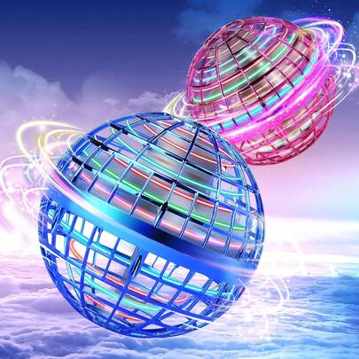 Galaxy Ball 2025 Upgrade, 2 Pack Hand-Controlled Flying Orb Toy, 360 °   Rotating Cosmic Globe Hover Ball For Kids (Blue + Purple)