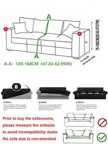 1pc 3D Sofa Cover, Multi-Functional Full Coverage Sofa Slipcover, Solid Color Geometric Pattern Design Sofa Protector, Holiday Decor Sofa Cover, High Elasticity All-Inclusive Sofa Cover, Suitable For All Seasons - Dark Grey - View 3