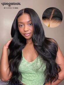 Megalook Lace Front Wig, 6x5 Inches Wavy Lace Wig, Transparent Lace, Pre-Cut & Pre-Bleached, Tiny Knots Lace Closure, Natural Looking Hair Wig