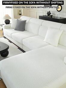 1件装弹力加厚保暖沙发套，防滑全包覆式沙发座套，四季皆宜，加厚面料，可机洗，防尘，宠物友好，装饰性沙发保护套，适用于卧室、办公室、客厅组合式沙发和L型沙发，1/2/3/4人座。 - 白色 - 查看 8