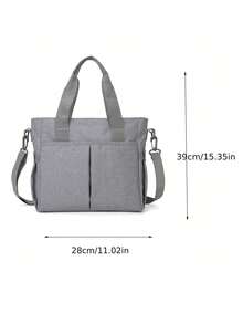 1 件婴儿纯色新款尼龙时尚旅行大容量多功能妈咪包、单肩包、手提包、斜挎包，可挂在婴儿车上，适合日常旅行 - 灰色 - 查看 3