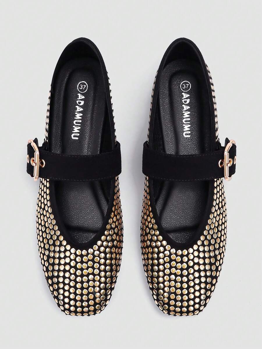 New Women High-End Fashion Comfortable Glitter Flats, Cute Suitable For Daily Wear, Holiday & Summer - Gold - View 1