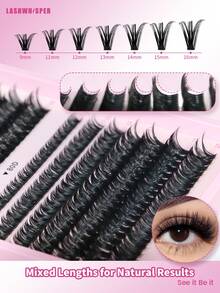 Cluster False Eyelashes, Lightweight & Fluttery False Lashes, DIY Individual Lash Extensions, 560pcs Natural Look, D-Curl 9-16mm, Ultra Soft Lash Stems, Reusable - Pink - View 6