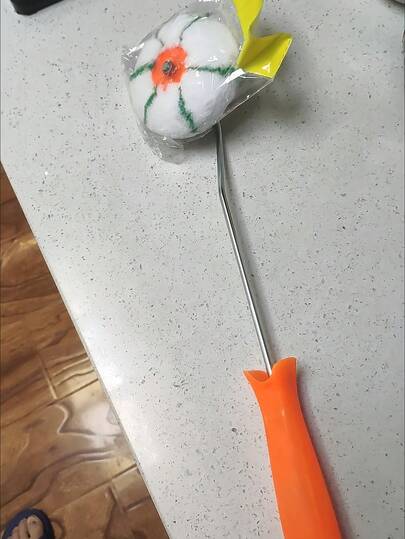 1pc Innovative Pumpkin-Shaped Edger Paint Roller, 360° Precise Edge Coverage, Thick Flocked Fibers For High Paint Absorption, Even Paint Distribution, Non-Slip Handle Design, Wall/Ceiling Edge Painting Tool For DIY & Professional Use