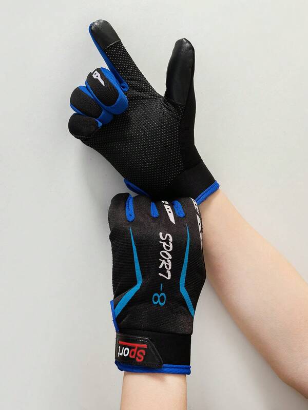 1 Pair Men's Outdoor Cycling Touchscreen Long Finger Gloves, Suitable For Autumn/Winter