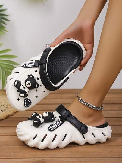 New Casual Women's Sandals, Summer Black/Pink/Green/Red Shoes, Breathable Garden Clogs, Comfortable Soft Sole Slippers, Beach & Outdoor Holiday Essential Wooden Clogs, Suitable For All Seasons, Valentine's Day Gift