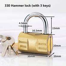 家用仿铜挂锁 纯铜芯锤锁-配3把钥匙 防盗门锁 原子锁 叶片锁 弹簧锁 防技术开启