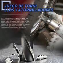 Juego de 26 piezas de extractores de tornillos y juego de brocas izquierdas, con adaptador hexagonal, herramienta de extracción de tornillos fácil de quitar para pernos pelados, dañados, oxidados - Plateado - Ver 7