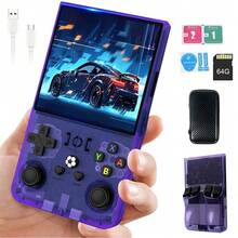 R36MAX Retro-Handheld-Konsole, 4,0 Zoll IPS-Bildschirm, 64GB vorinstallierte Spiele, Linux-System, 4000mAh-Akku - Violett - Übersicht 2