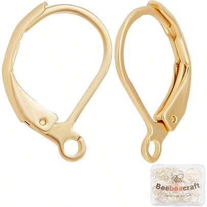 50Pcs/ Leverback Ear Findings 24K Gold Plated Stains Steel Frenc Ear Ooks 15.5x10x1.5mm Gle Ear Wire Findings  Ewelry Ma
