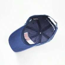 Classic American Flag Baseball Cap, Washed And Distressed Baseball Cap - Navy Blue - View 5