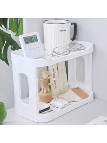 1pc 2-Layer Office Desk Organizer And Dispenser, Office Desk Organizing Letter Holder, Kitchen Spice Rack Or Bathroom Counter Storage Rack, A Gift For Teachers, Classmates And Friends, White - White - View 6