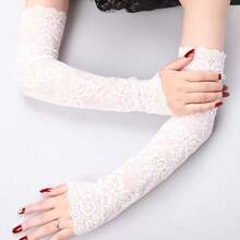 1 Pair Sexy Lingerie Accessories Lace Arm Sleeve Women Long Mesh Yarn Arm Cover Party Wear Fancy Women Glove Cosplay Darkly Mitten
