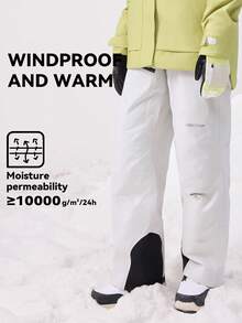 VECTOR MOTION Strider 保暖内衬直筒滑雪裤，弹性面料，防风，防水，耐磨，透气，适用于单板/双板滑雪 - 白色 - 查看 2