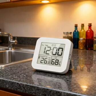 Digital Bathroom Clock With Alarm - Shower Timer, Dual Display (12/24 Hour), Backlight, Thermometer - Suitable For Bathroom, Kitchen, And Makeup Table - Battery Operated (Batteries Not Included) - Ideal Gift For Home Use, Easy-To-Read Display