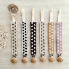 Polka Dot Pacifier Clip, Beechwood Clip Can Be Customized With Name, Pacifier Holder Chain - Multicolor - View 2