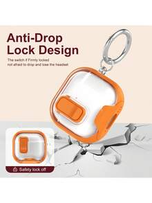 时尚商务支架式锁扣保护套，兼容苹果蓝牙耳机4代主动降噪版、Pro 3/2第二代全包防摔耳机盒 - 橘色 - 查看 4