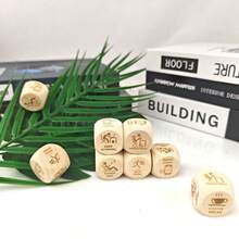 Dados de madera de decisión SilvaLex - 6 opciones divertidas, crea un ambiente para el trabajo y el estudio - Albaricoque - Ver 3