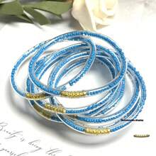 Set de 9 piezas de pulseras de colores con cuentas, estilo princesa de múltiples capas, aptas para que las mujeres las usen en fiestas de Navidad - Cuentas de arroz - Ver 21
