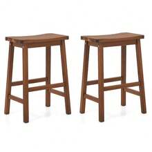 Saddle-Seat Counter Height Stools Set Of 2 Backless Barstools With Curved Seat - 核桃 - 查看 8