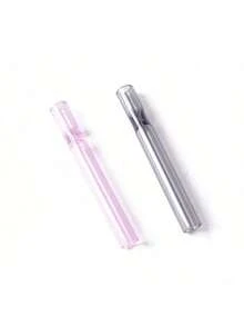 1pc Solid Color Glass Pipe, Made Of High Borosilicate Glass, Contracted Molding, High Transparency, Straight Glass Mouthpiece, Comes With 1 OG Style Straight Glass Mouthpiece And 1 Clear Glass Mouthpiece, Suitable For Daily Use.