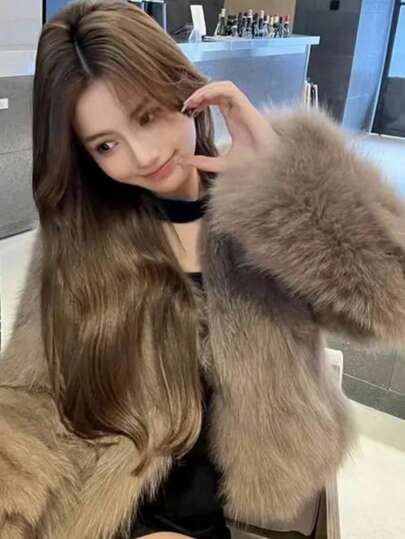 2025 秋冬新作 レディース 風 フォックスフリース風 短丈ファーコート カーディガン型 ハイセンス トレンドヒットアイテム エレガント & ファッショナブル