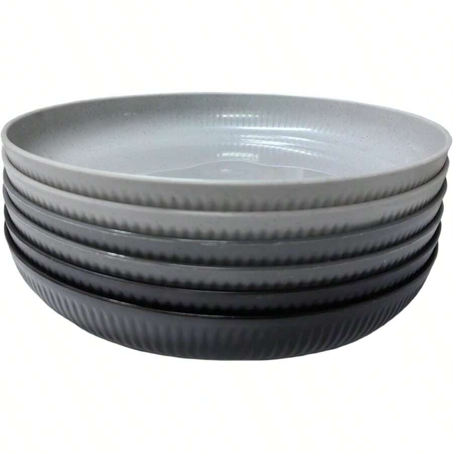 6 Pack Wheat Straw Plates Reusable Dinner Plates Durable And Lightweight Perfect For Home Parties Camping And Dishwasher  Dark Gray Light Gray Black - DarkGrayLightGrayblack - View 1