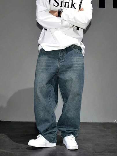 Men's Casual Vintage Loose Fit Jeans With Pockets